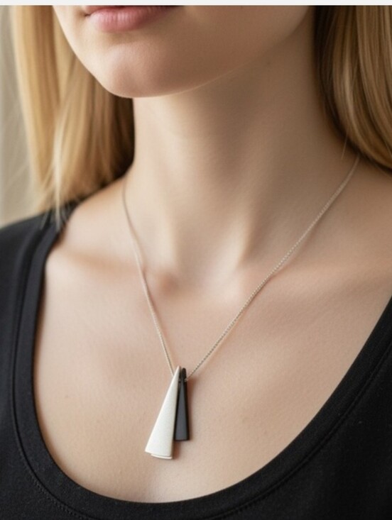 Jewelry - Minimalist Two-Tone Triangle Pendant Necklace - NIP